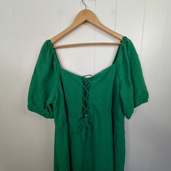 Addition Elle Green Maxi Tiered Lace-Up Peasant Dress Party Stretch size 3X - Picture 9 of 16